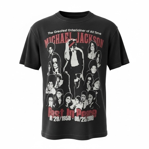 Griffin Tops - MICHAEL JACKSON T-Shirt M GRIFFIN Brand Black Cotton RIP Distressed Flawed *Read